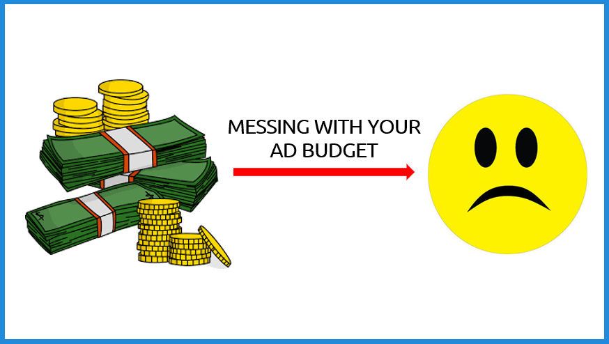 money arrow sad face ad budget